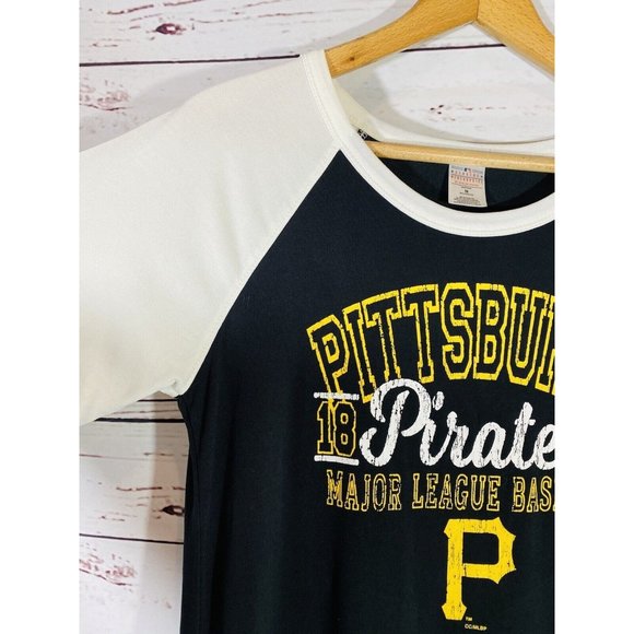 MLB Pittsburgh Pirates Womens Sleep Shirt Sz Medium Top Baseball Style Black - Picture 5 of 7